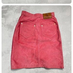 Gucci Pink Mini Skirt with Logo Patch